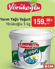 YÖRÜKOĞLU YARIM YAĞLI YOĞURT 5 KG YÖRÜKOĞLU YARIM YAĞLI YOĞURT 5 KG